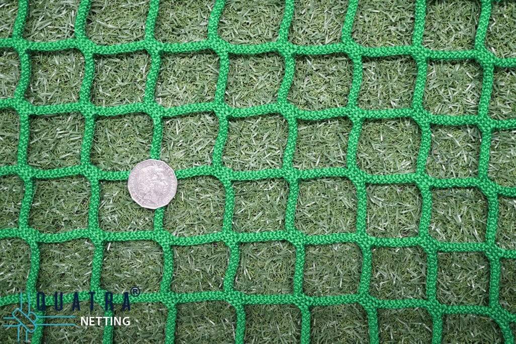 Quatra Sports Green Knotless Polypropylene 40mm Squares / 5mm Diameter: 15m x 4m