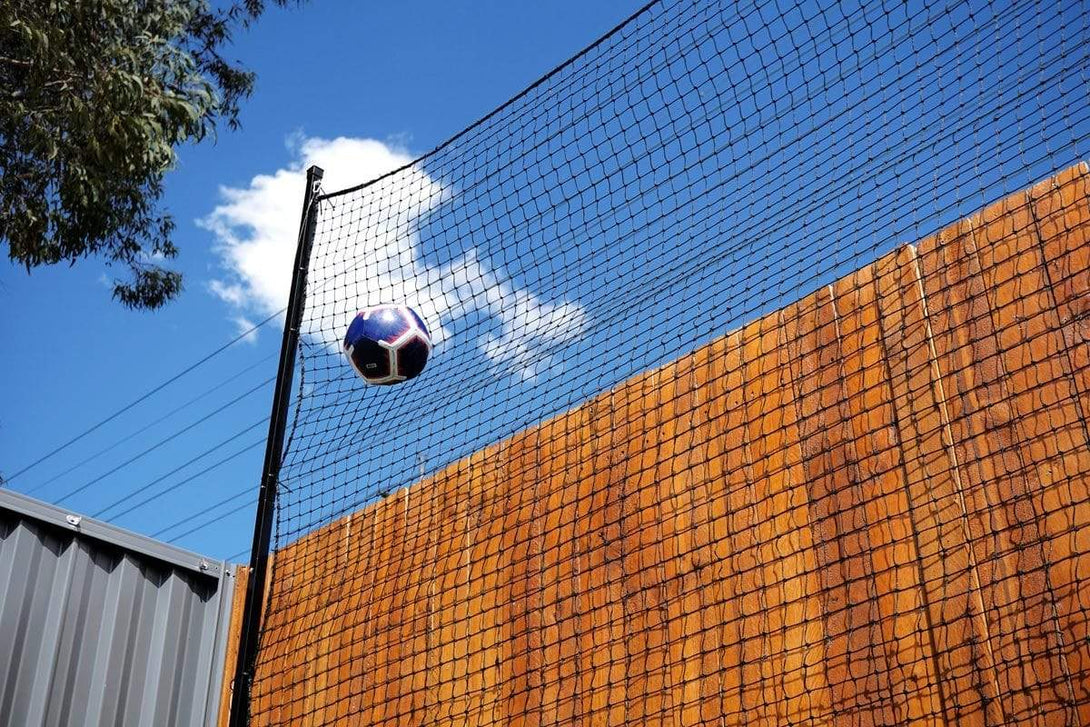 Net Stopper Ball Stop Barrier Nets with 2 Support Posts - 100mm sq (Multiple Sizes ...