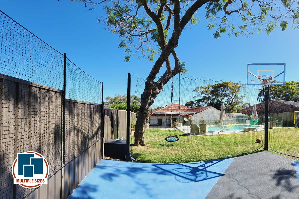 Quatra Sports Netting Ball Stop Barrier Nets with Support Posts - 100mm sq (Multiple Sizes)
