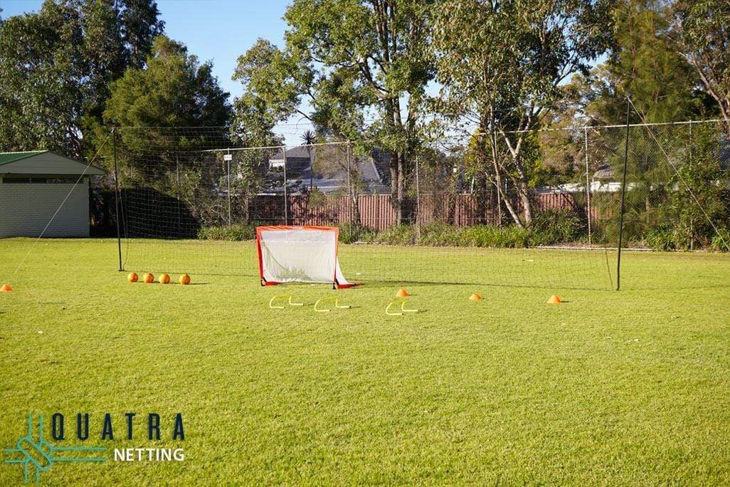 Quatra Sports Netting Soccer Barrier Nets with Support Posts - 100mm sq (Multiple Sizes)